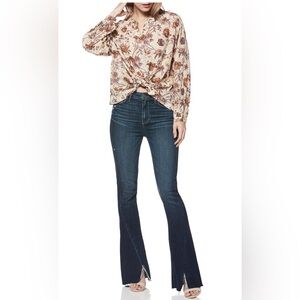 Paige High Rise Lou Lou Women's Blue Denim Flare Twist Casabella Jeans Size 28